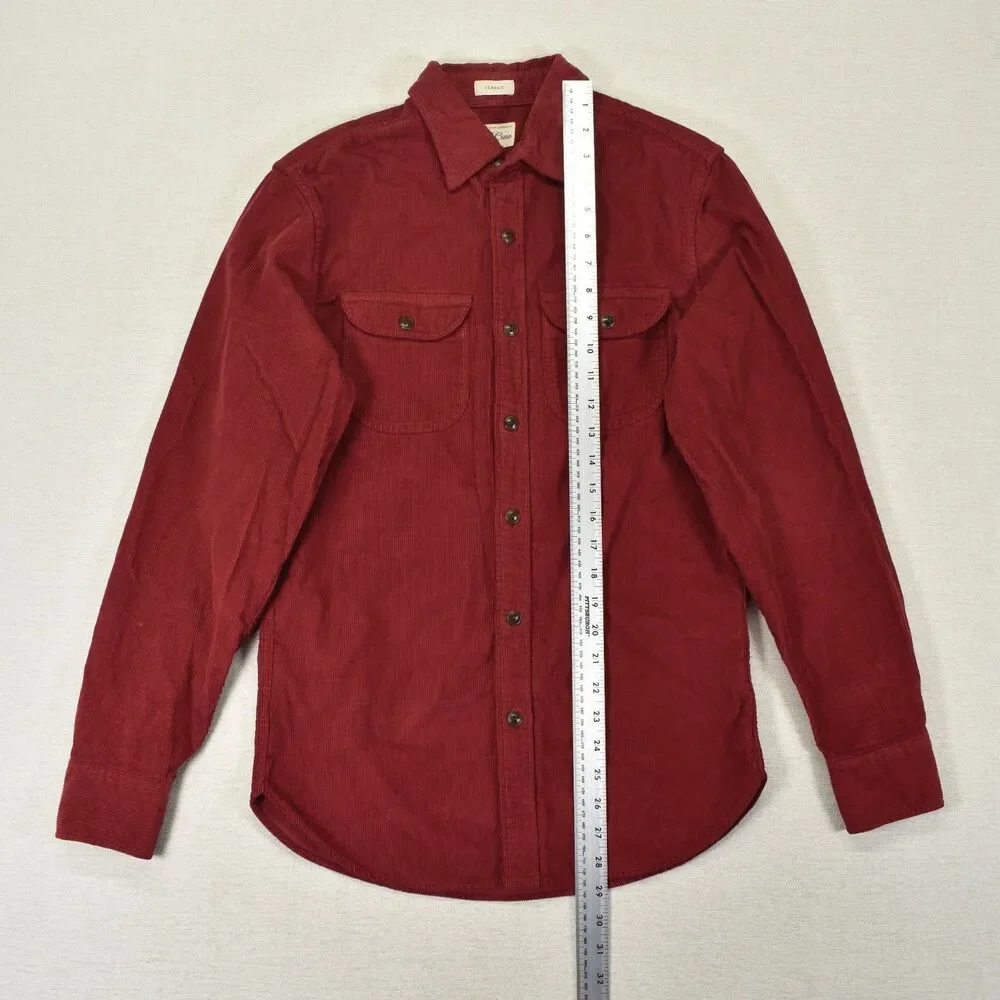 J Crew Mens XS Corduroy Shirt Long Sleeve Red Fine Wale Button Down Workshirt